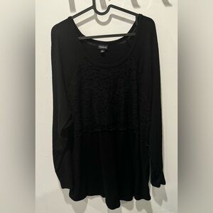 Torrid Black Long Sleeve top with lace detail